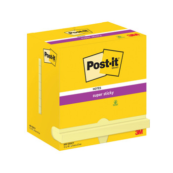 Post-it Super Sticky 76x127mm 90 Sheets Canary Yellow Pack of 12 655-12SSCY-EU 3M06585