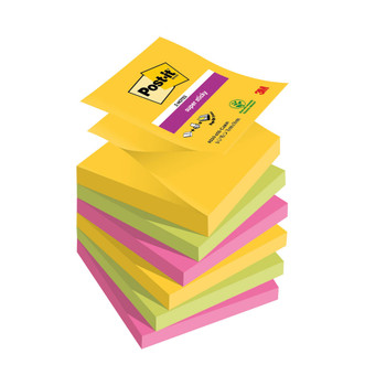 Post-it Super Sticky Z-Notes 76x76mm 90 Sheets Carnival Pack of 6 R330-6SS-CARN 3M99555