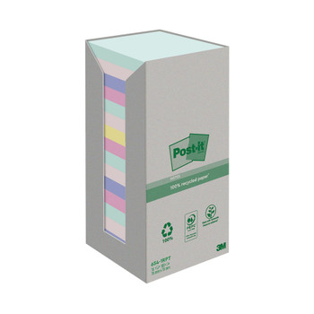Post-it Recycled Notes Asst Colour 76x76mm 100 Pack of 16 7100259226 3M92670