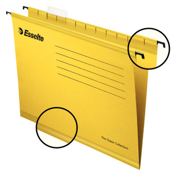 Esselte Classic Foolscap Suspension File Board 15Mm V Base Yellow Pack 25 90335 90335