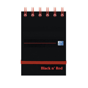 Black n' Red Ruled Elasticated Wirebound Notebook 140 Pages A7 Pack of 5 40 JD02290