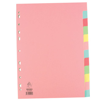 A4 Manilla Divider 12-Part Pink With Multi-Colour Tabs WX01515 WX01515