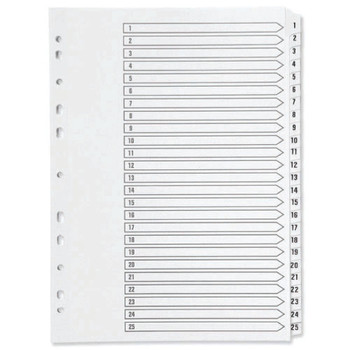 Q-Connect 1-25 Index Multi-Punched Reinforced Board Clear Tab A4 White KF97 KF97056
