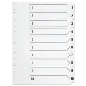 Q-Connect 1-10 Index Multi-punched Polypropylene White A4 KF01353 KF01353