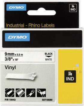 Dymo Rhino Industrial Vinyl Tape 9Mmx5.5M Black On White 18443 18443