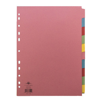 Concord Divider 10 Part A4 2X5 Colours 160Gsm Board Pastel Assorted Colours 72099/J20