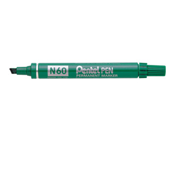 Pentel N60 Permanent Marker Chisel Tip 3.9-5.7Mm Line Green Pack 12 N60-D