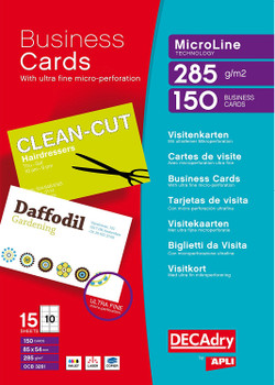 Decadry Microline Business Card 10 Per Sheet 285Gsm Bright White Pack 150 OCB3261