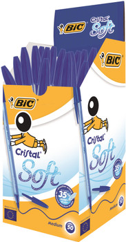 Bic Cristal Soft Ballpoint Pen 1.2Mm Tip 0.35Mm Line Blue Pack 50 951434