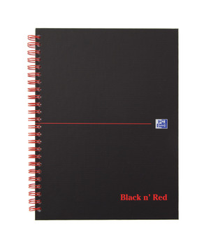 Black N Red A5 Plus Wirebound Hard Cover Notebook Ruled 140 Pages Matt Black/Red 100080192