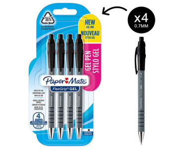 Paper Mate Flexgrip Gel Rollerball Pen 0.7Mm Line Black Pack 4 2108209