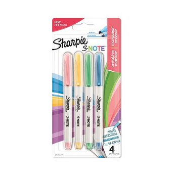 Sharpie S-Note Creative Permanent Marker Chisel Tip Assorted Colours Pack 4 2138 2138234