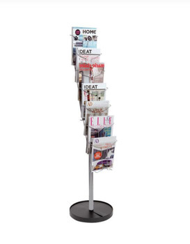 Alba Floor Standing Literature Display Unit 7 X A4 Compartments Silver Grey DDFI DDFIL7S