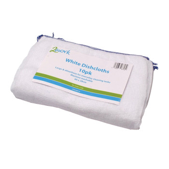 2Work Dishcloth 300x400mm White Pack of 10 100212 CPD30019