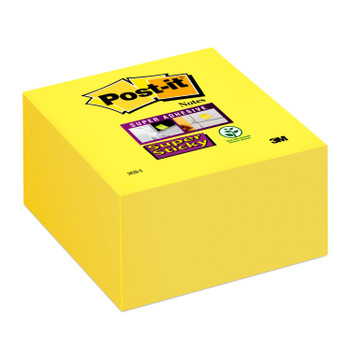 Post-It Super Sticky Notes Cube76 Mm X 76 Mm Yellow 350 Sheets Per Pad 700002986 7000029868