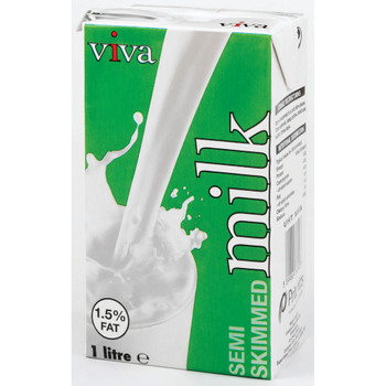 Viva Semi-Skimmed Longlife Milk 1 Litre Pack of 12 A07466 BZ34347