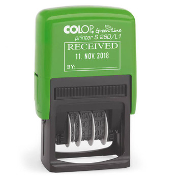 Colop Green Line S260/L1 Self Inking Word And Date Stamp Received Blue/Red Ink 105639