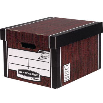 Bankers Box Woodgrain Tall Premium Storage Box Pack of 10 7260503 BB725