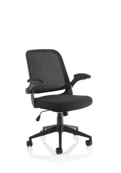 Crew Task Operator Mesh Office Chair With Folding Arms Black - OP000318 - OP000318
