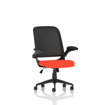 Crew Mesh Back Task Operator Office Chair Bespoke Fabric Seat Tabasco Orange Wit KCUP2022