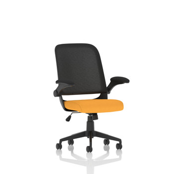 Crew Mesh Back Task Operator Office Chair Bespoke Fabric Seat Senna Yellow With KCUP2020