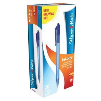 Paper Mate Inkjoy 100 Retractable Ballpoint Pen 1.0Mm Tip 0.7Mm Line Blue Pack 2 S0957040