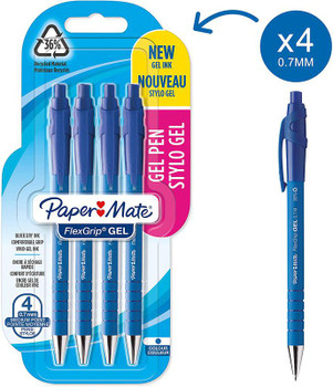 Paper Mate Flexgrip Gel Rollerball Pen 0.7Mm Line Blue Pack 4 2108215