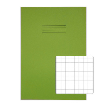 Rhino A4 Plus Exercise Book Green S10 Squared 80 Pack 50 VDU080-328 VDU080-328