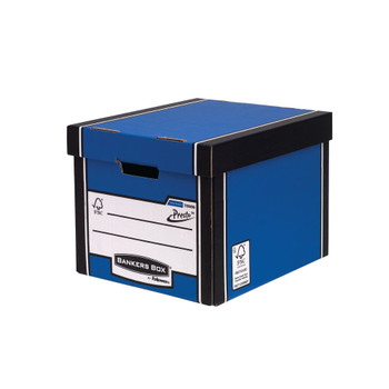 Fellowes Bankers Box Premium Presto Storage Box Blue/White Pack of 12 72606 BB729
