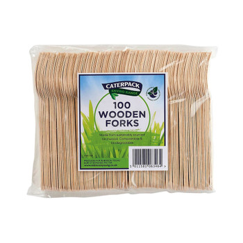 Caterpack Enviro Wooden forks Pack of 100 RY10568 RY06346