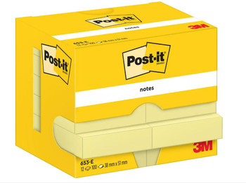 Post-It Notes 38X51mm 100 Sheets Canary Yellow Pack 12 7100290163 7100290163
