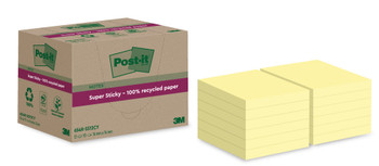 Post-It Super Sticky 100% Recycled Notes Canary Yellow 76 X 76 Mm 70 Sheets Per 7100284981