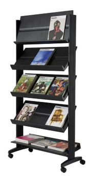 Fast Paper Easy Single Sided Mobile Literature Display 5 Shelves Black F255N01