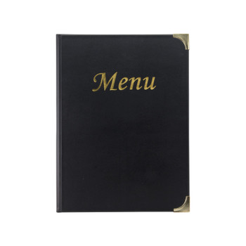 Securit Basic Range Menu Book Cover with 4 Fixed Double-sided A4 Inserts Black M DF24905