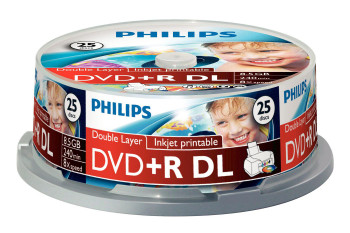 Philips DR8I8B25F/00 25 x DVD+R DL. 8.5GB/240min 8x DR8I8B25F/00