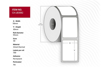 Capture CA-LB3078 Label 58x60. Core 40. CA-LB3078