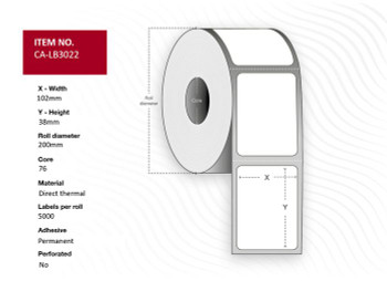 Capture CA-LB3022 Label 102x38. Core 76. CA-LB3022