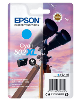 Epson C13T02W24010 Singlepack Cyan 502XL Ink C13T02W24010