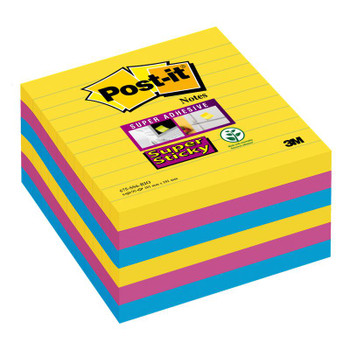 Post-It Super Sticky Xl Notes 101X101mm Ruled 90 Sheets Rio Colours Pack 6 71002 7100234516