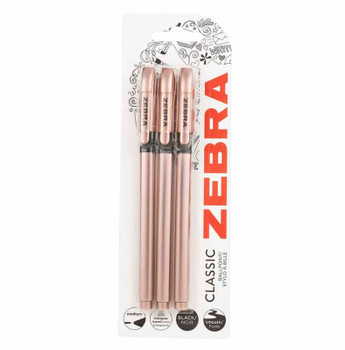 Zebra Z Grip Smooth Rose Gold Ballpen Black Pack 3 2582 2582