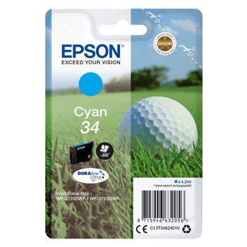 Epson Singlepack Cyan 34 DURABrite Ultra Ink C13T34624010 EP63205