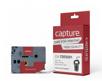 Capture CA-TZES221 6mm x 8m Black on White Max CA-TZES221