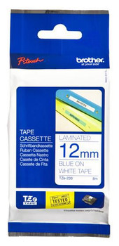 Brother TZE-233 Tape Blue on White 12mm TZE-233