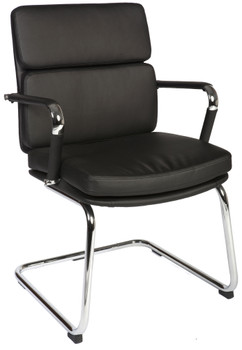 Deco Cantilever Retro Style Faux Leather Reception/Boardroom/Visitors Chair Blac 1101BLK