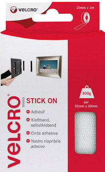 Velcro Sticky Hook And Loop Strip 20Mmx1m White 40261