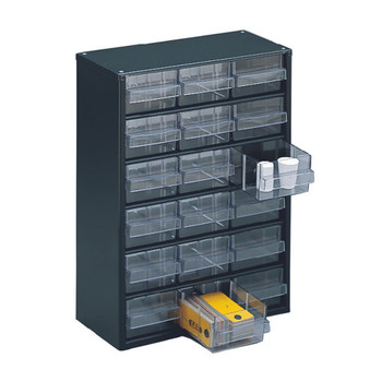 Clear 18 Drawer System Dark Grey Storage Cabinet 324117 SBY11349