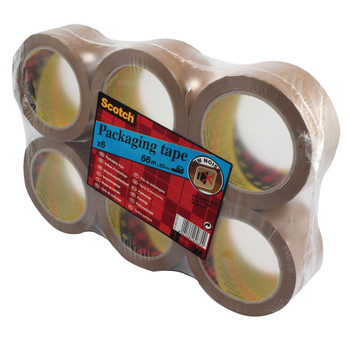 Scotch Packaging Tape Heavy 50mmx66m Brown Pack of 6 PVC5066F6 B 3M69680