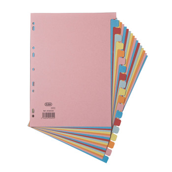 Elba 20-Part Card Divider A4 Assorted Made from 100% recycled 160gsm manill BX05692