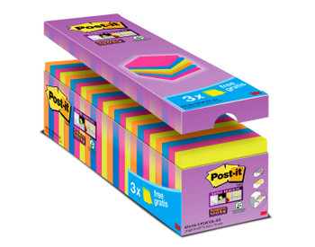 Post-It Notes Super Sticky 76X76mm 90 Sheets Assorted Colours Pack 24 654-Ss-Vp2 7100234515