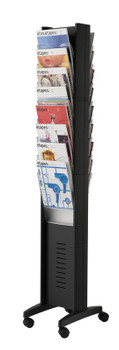 Fast Paper Literature Display Floor Standing 16 Compartment A4 Double Sided Blac F276N01